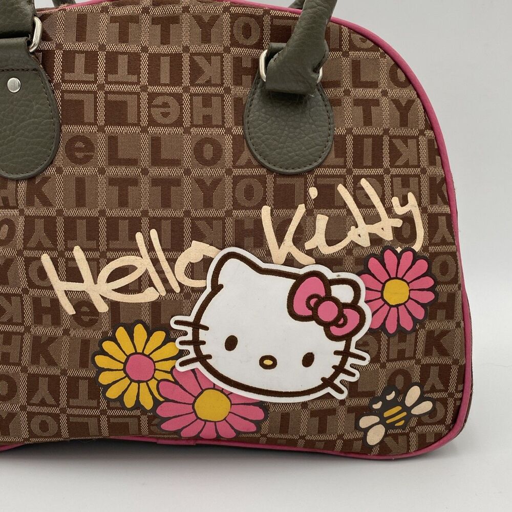 Hello Kitty Brown Satchel Carry On Bag Travel Tote Sanrio - Picture 2 of 16